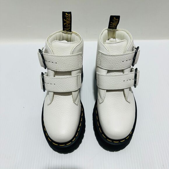 Dr. Martens Devon Heart Platform Boots White Black Leather NWOB - Picture 9 of 15